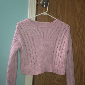 cropped pink knitted sweater